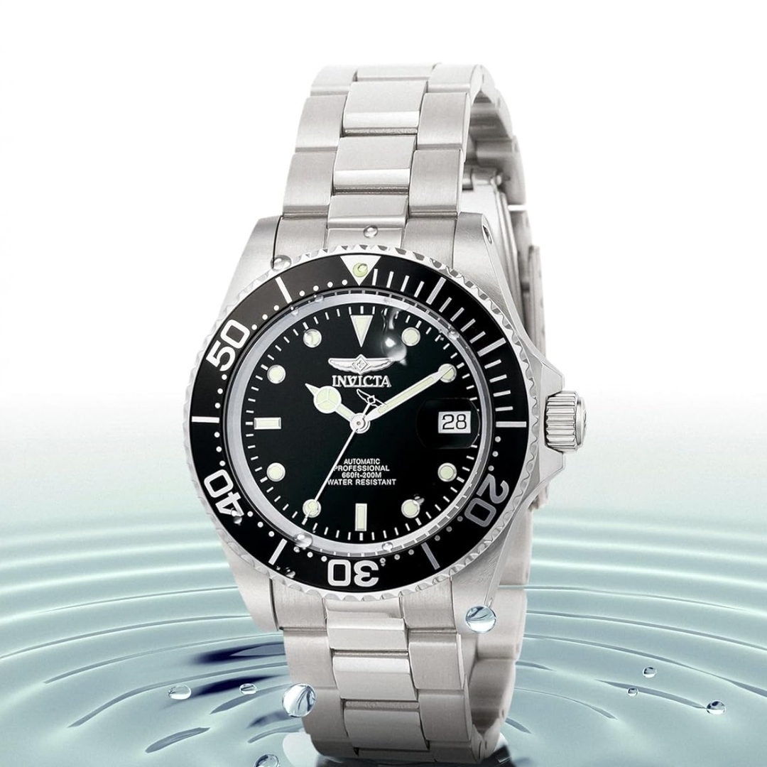 Nwt Invicta 89260d Silver And Black Stainless Steel Mens Automatic Dive Watch